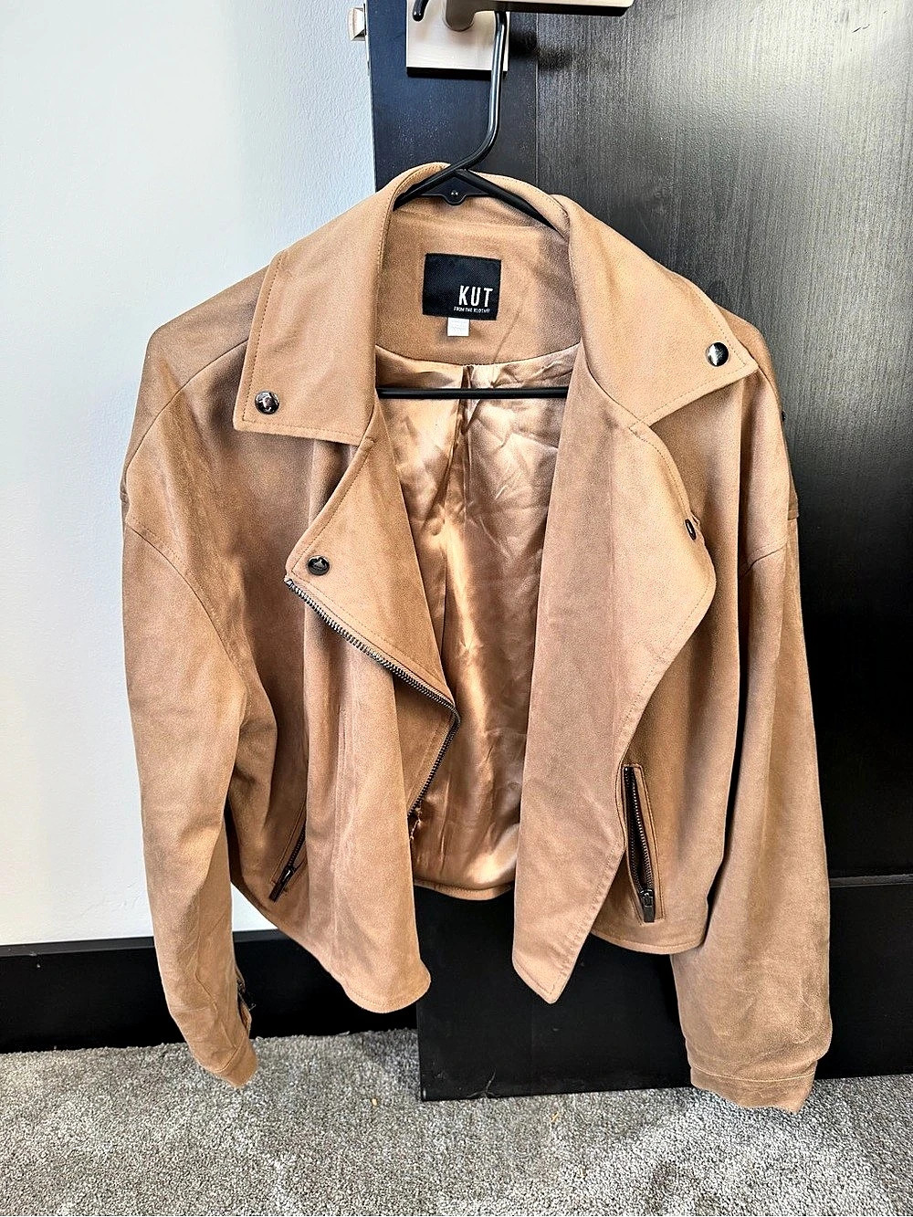 KUT from the Kloth Faux Leather Moto Jacket Size Medium Like New